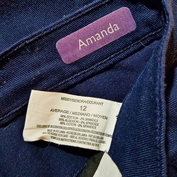 Gloria Vanderbilt Amanda Jeans Women's 12 Navy Blue Colored Blue Stretch 34x30.5 - Picture 3 of 4